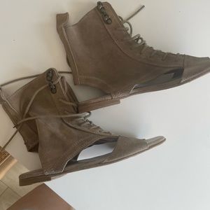 All Saints Suede Lace up Sandals